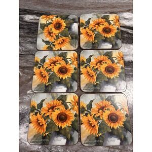 Pimpernel Sunflower Coasters 6 Cork‎ Backs Germany Coasters Franz Heigl